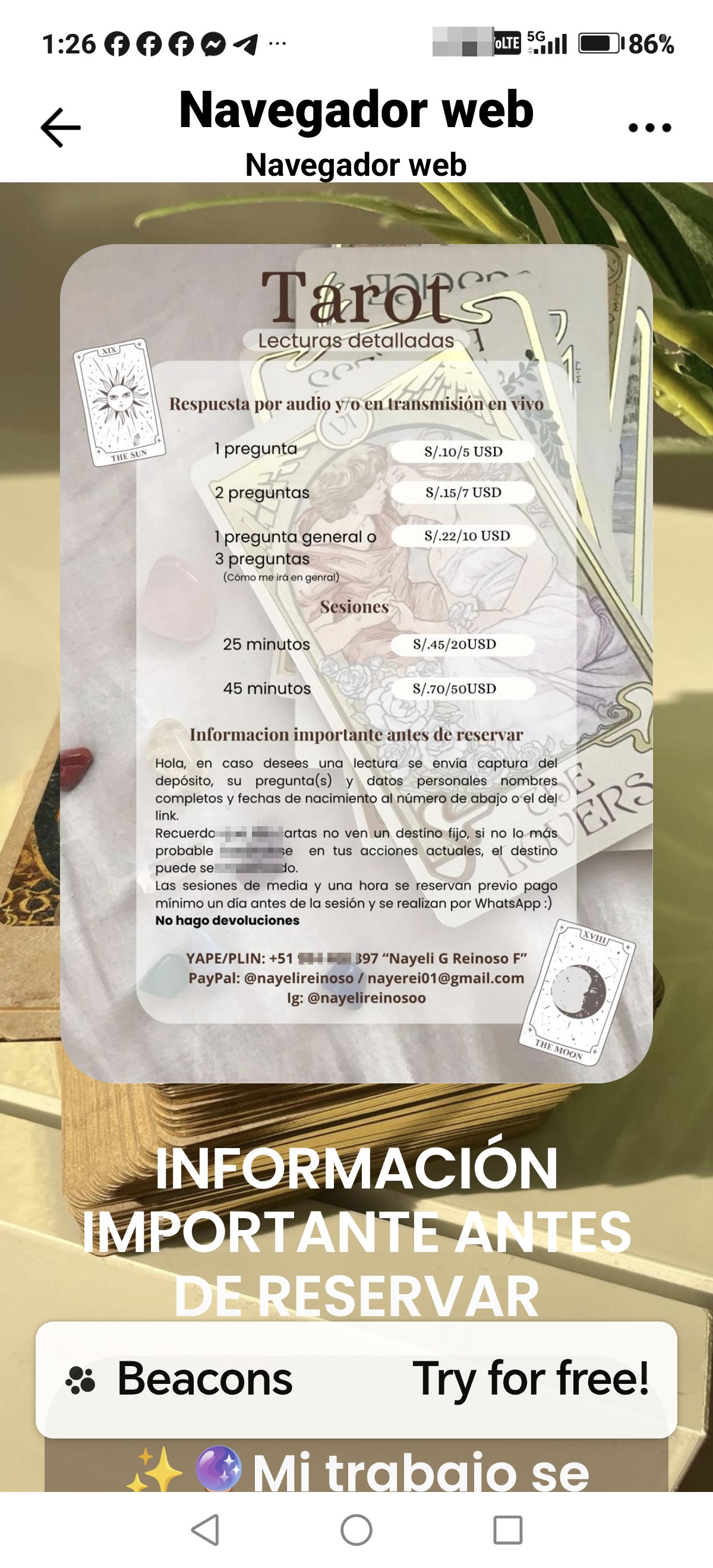 TAROT SCAM. FRONT.