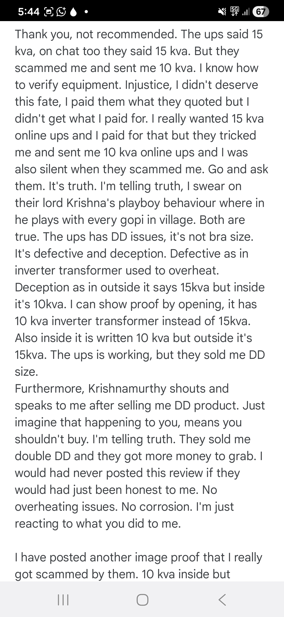 techser goa, is it a scam if i pay for 15kva and get 10kva, corroded and overheating too? - image 2