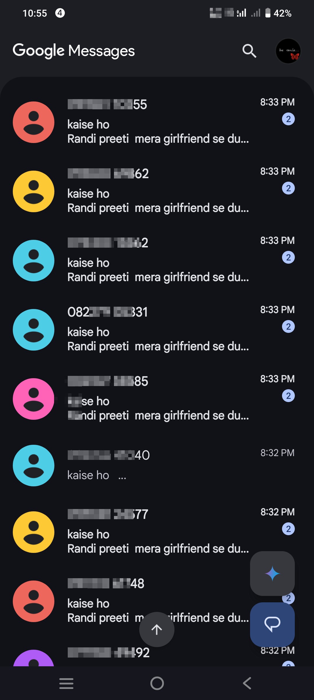 blackmailing and spam