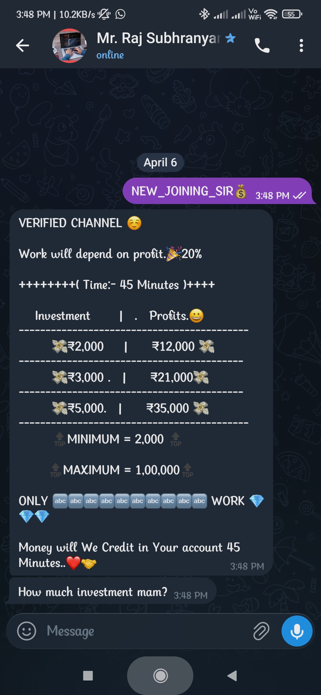 Telegram Investment Trading Fraud  - image 2