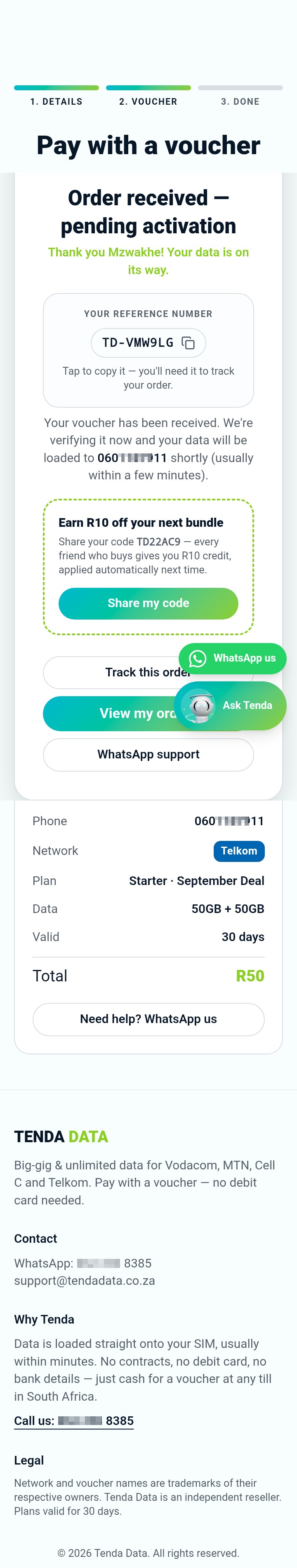 Tenda Data