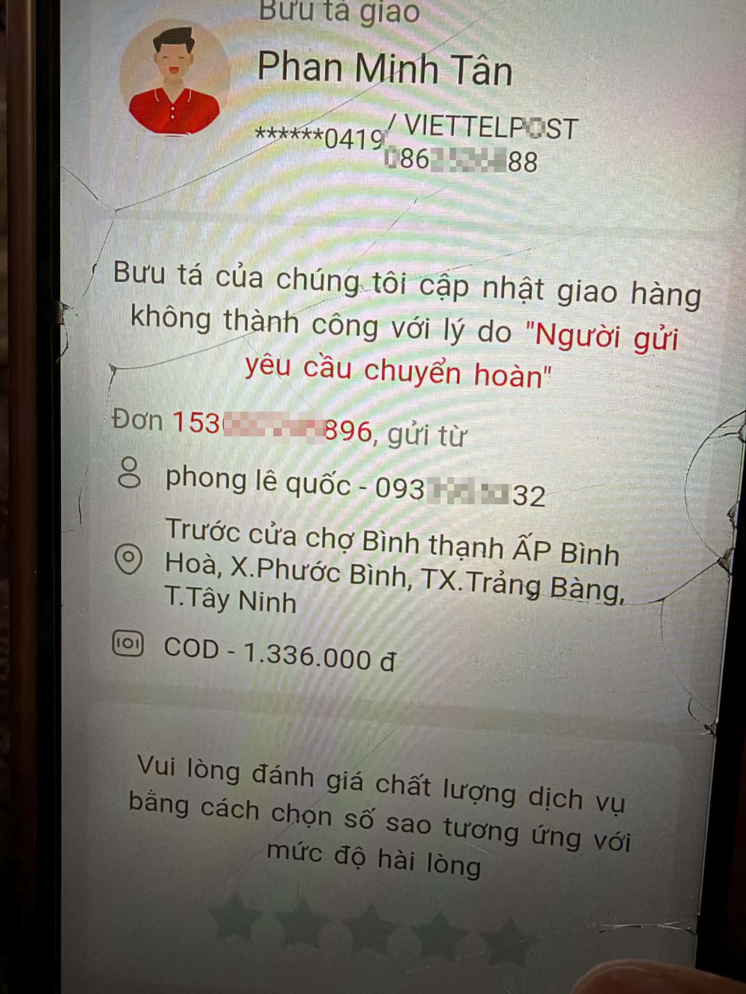 Scam disguised as VIETTEL POST calls saying there is an order while I don't even have enough money for food.