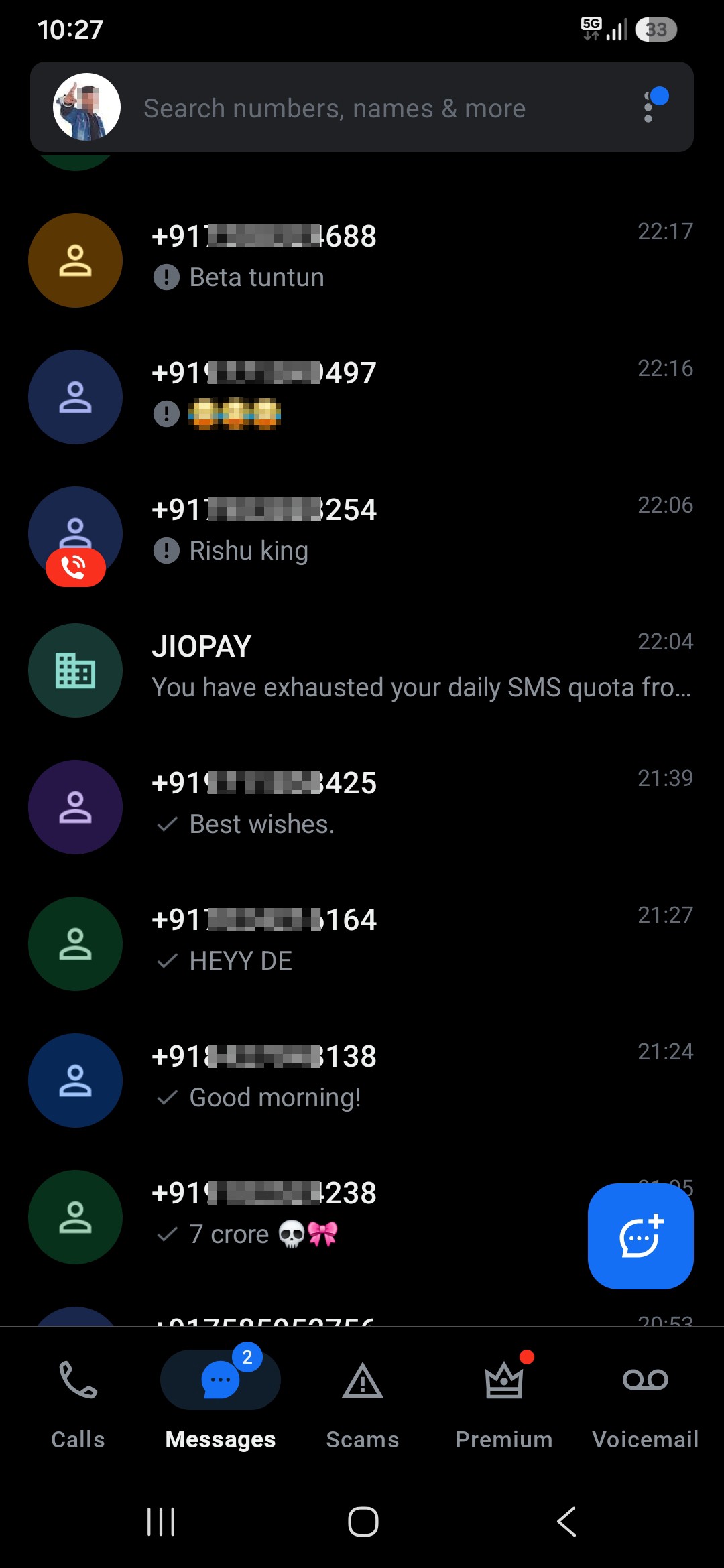Messages are being sent from my contact itself.
