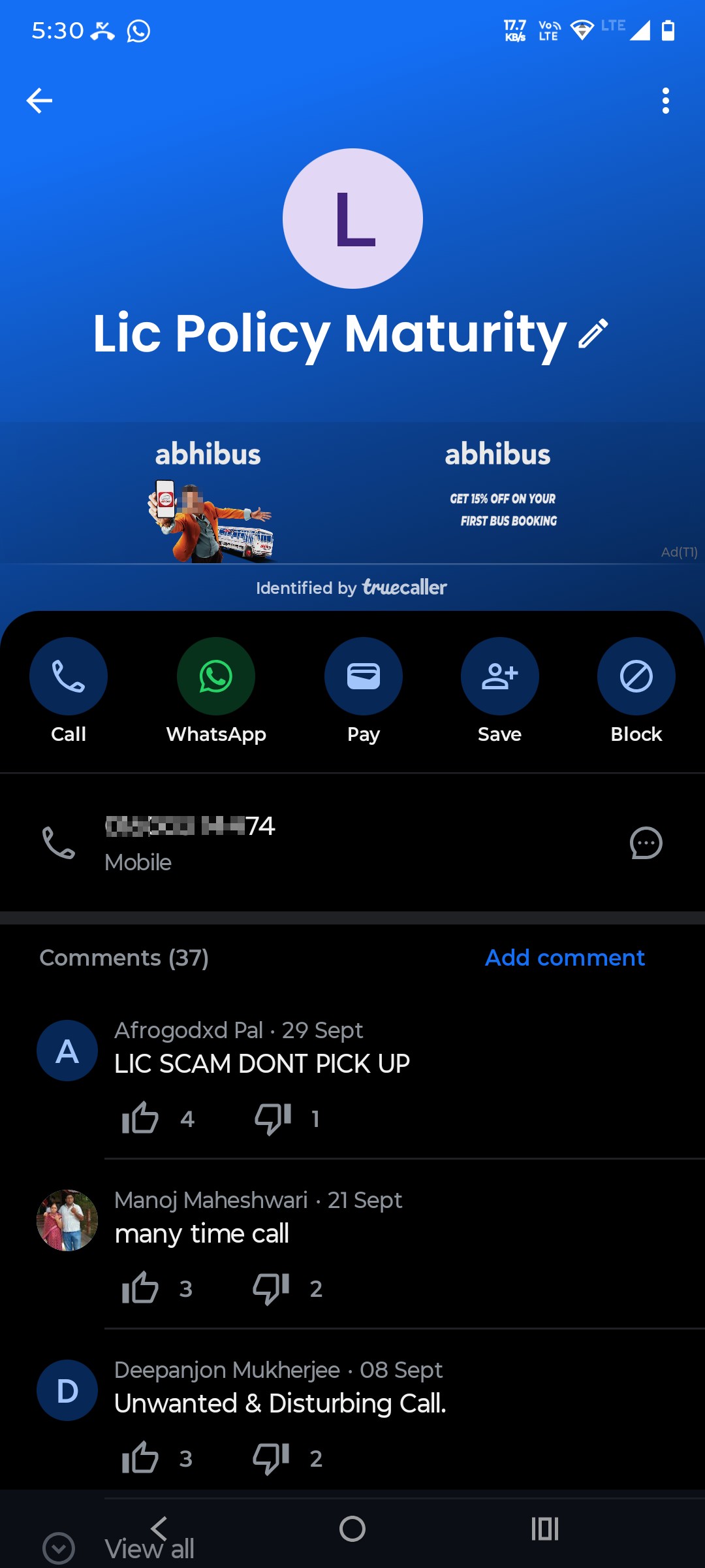 LIC policy maturity call scam for extra payments