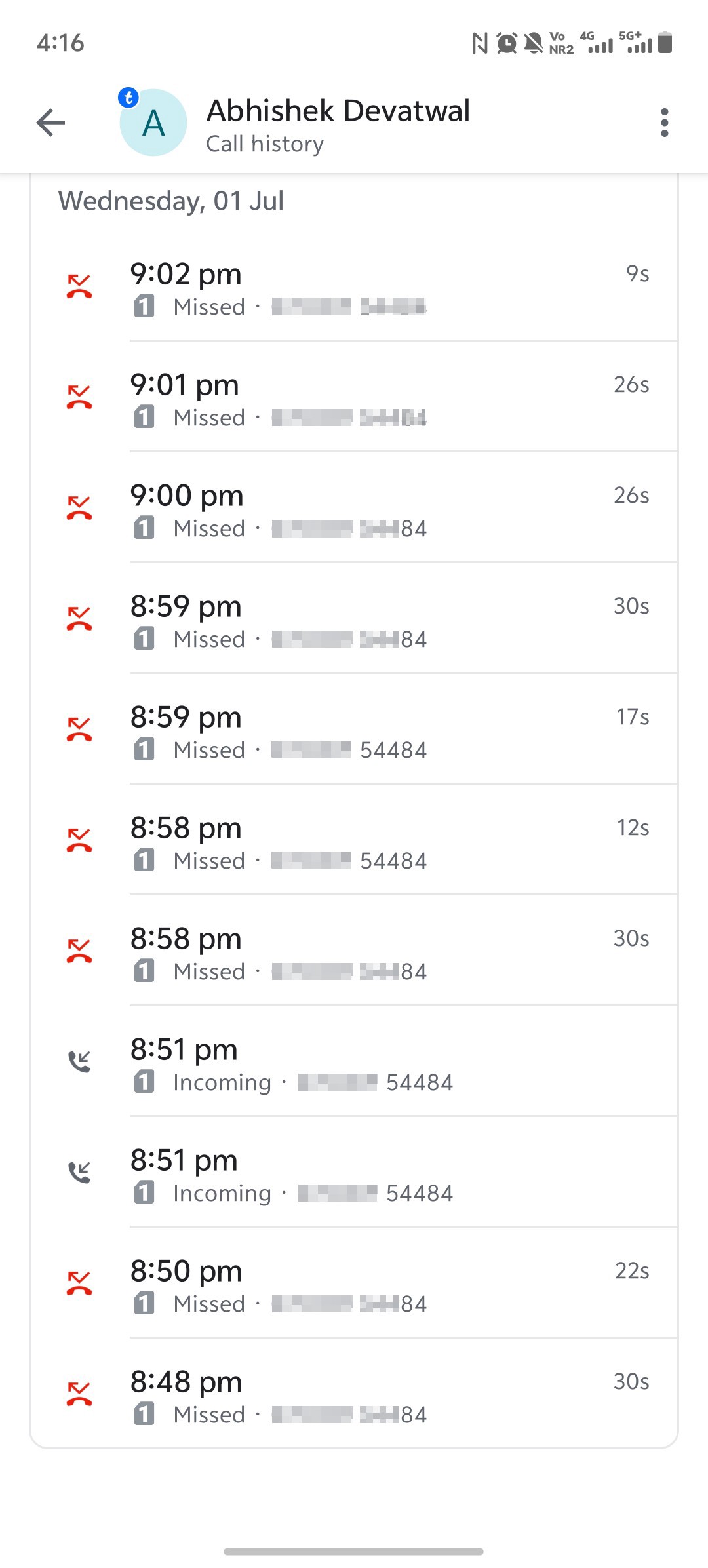 thrtended call 