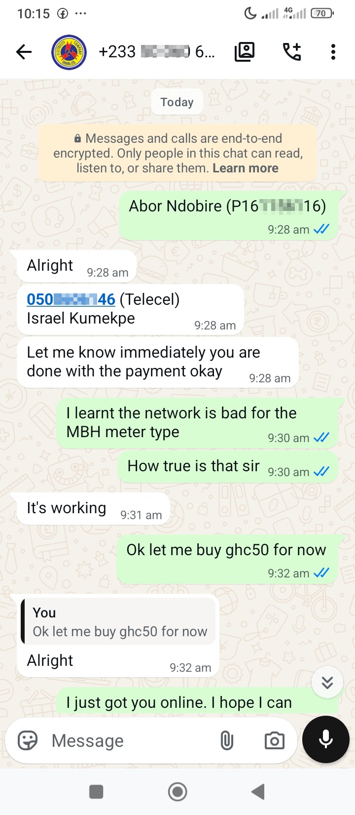 SCAMMER ECG PREPAID VENDOR 050 060 6146