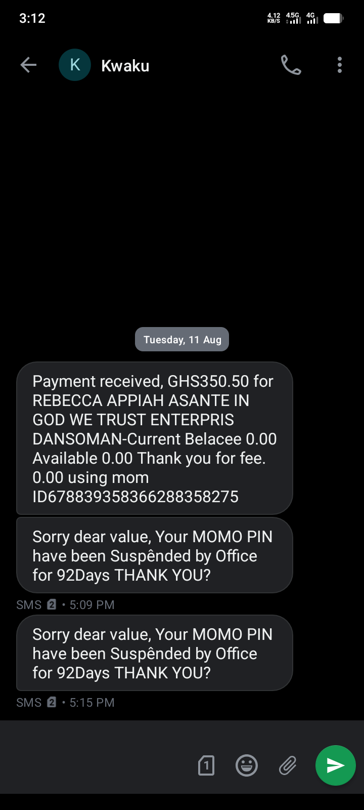 fake transfer receive