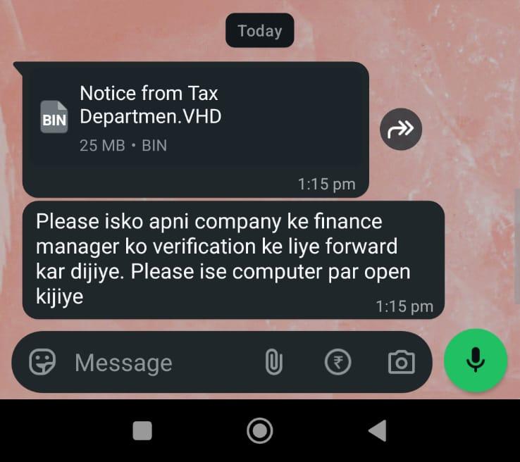 WhatsApp Latest Scam - Virtual Hard Disk