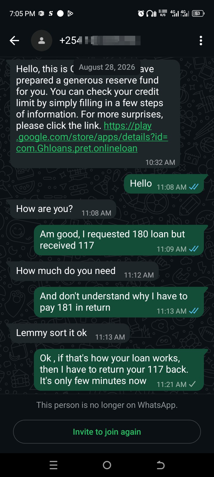 I requested 180  you give me 117 and expecting 