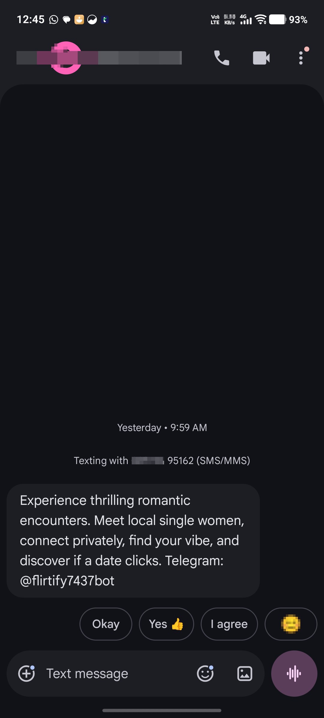 Beware of Suspicious Dating/Telegram Spam SMS
