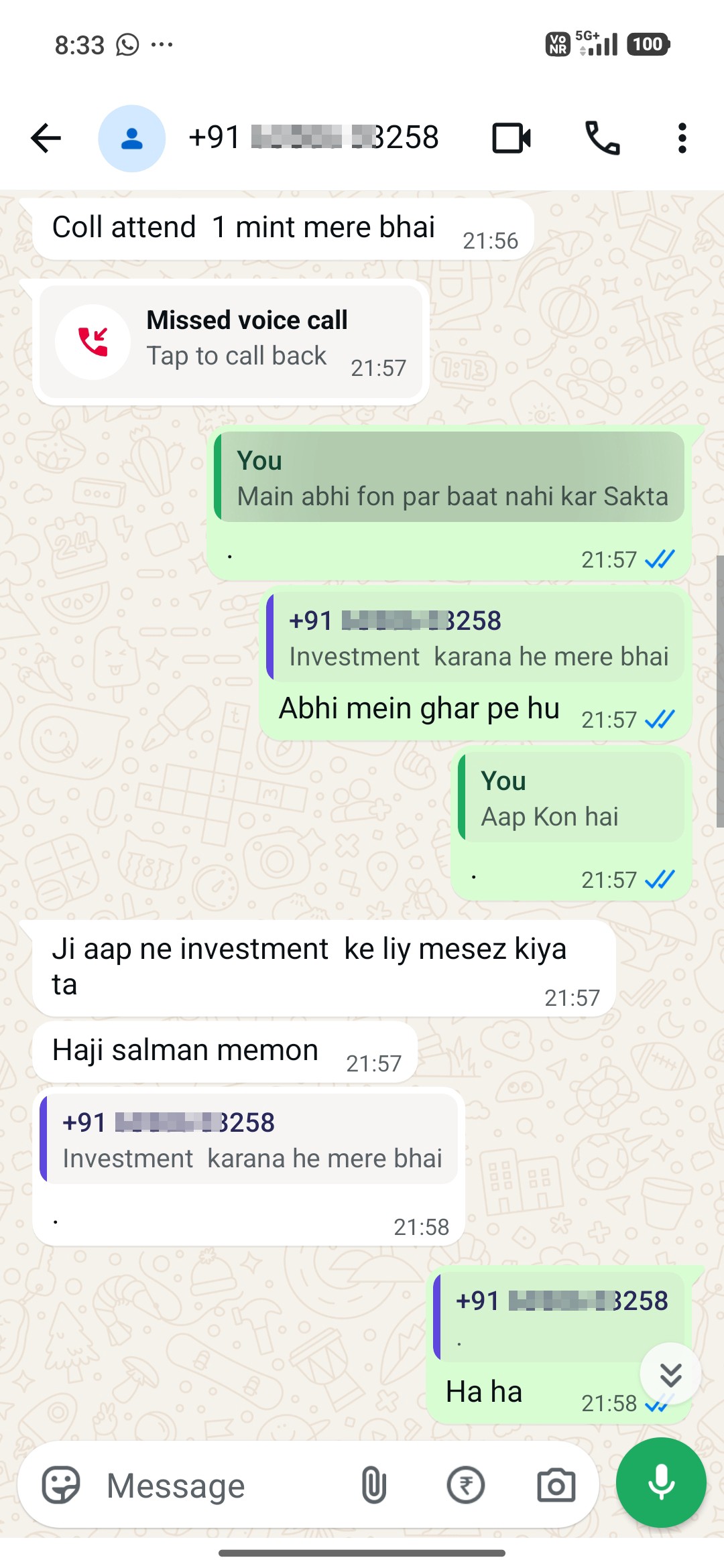 When you join the Telegram group, this message appears asking how much to invest. - image 3