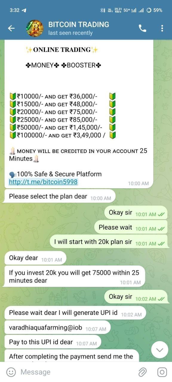  In telegram app they mesge me and told me about the income .. I believed and I suffered😭