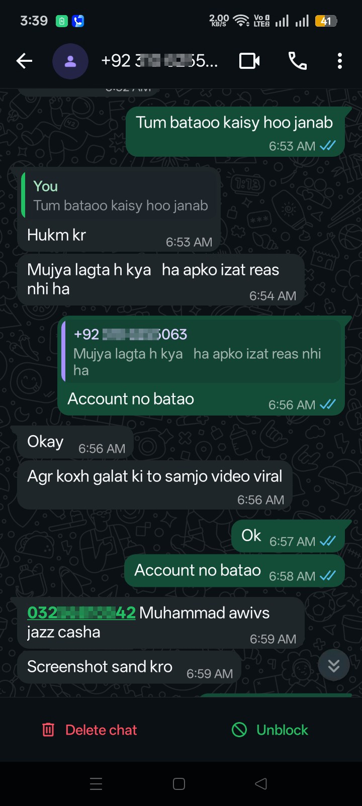 harasment blackmailing 