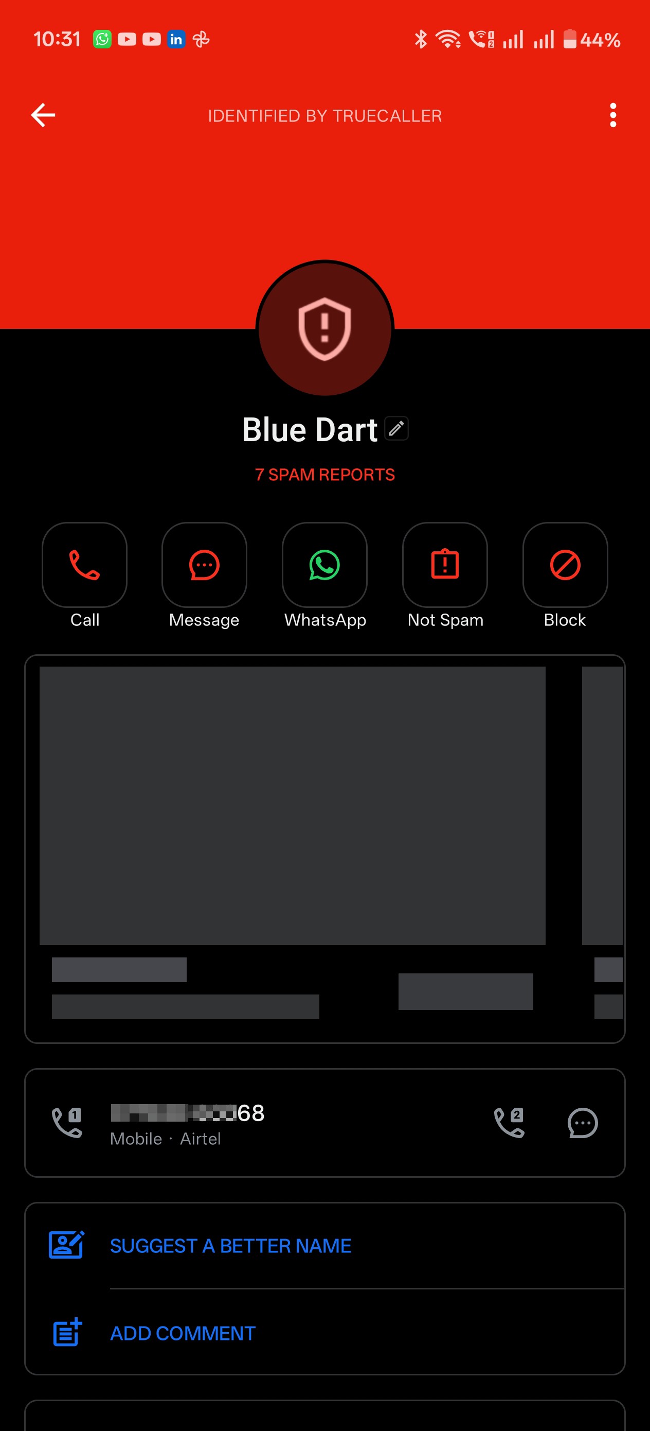 try to scam as blue dart delivery 