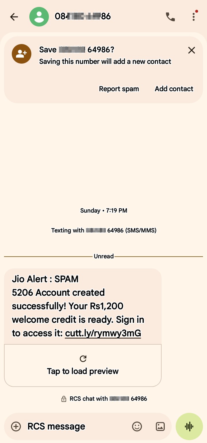 🤬 Fake Loan / Credit SMS Scam – Beware 🚫