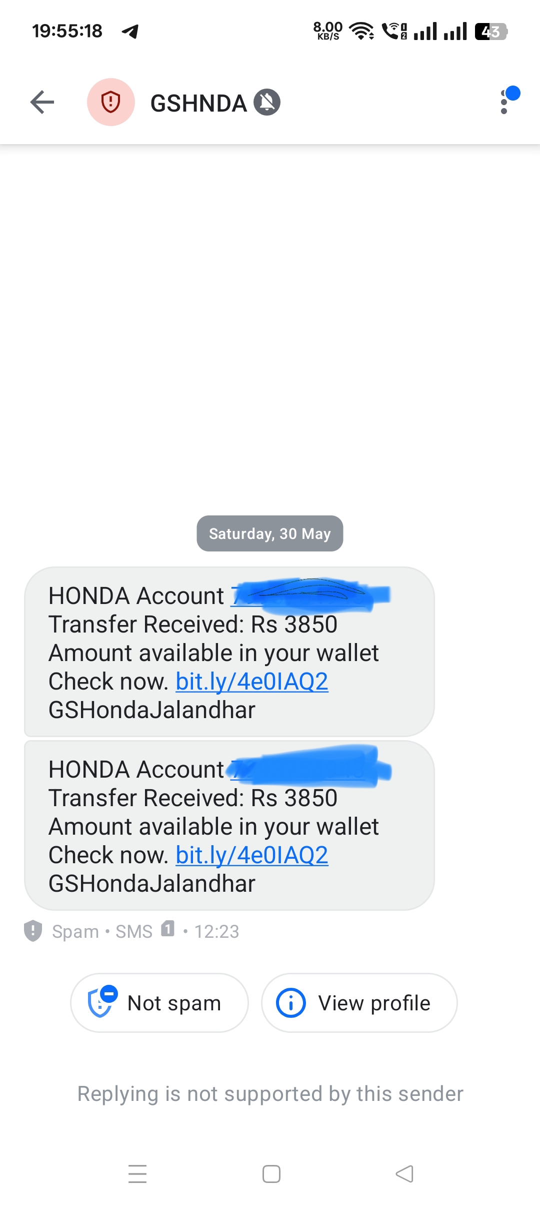 scam credited amount 