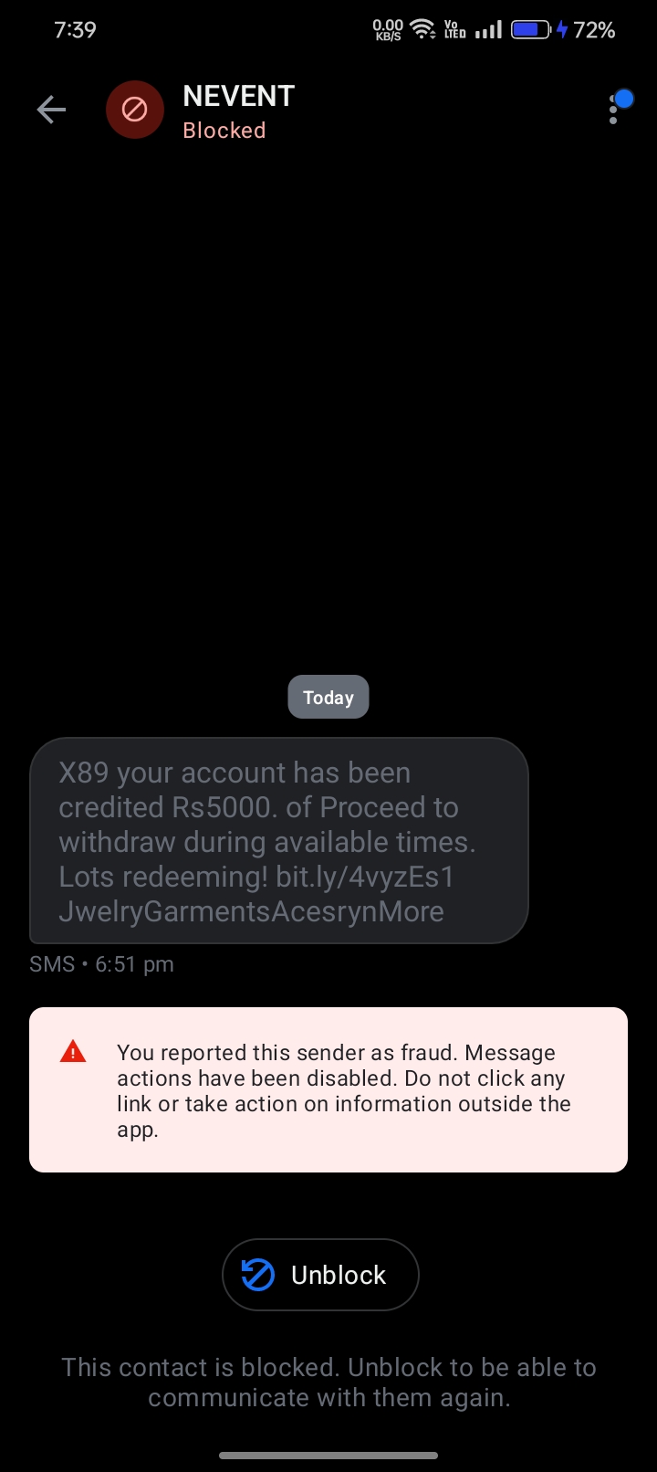 block these types of message sending numbers immediately 