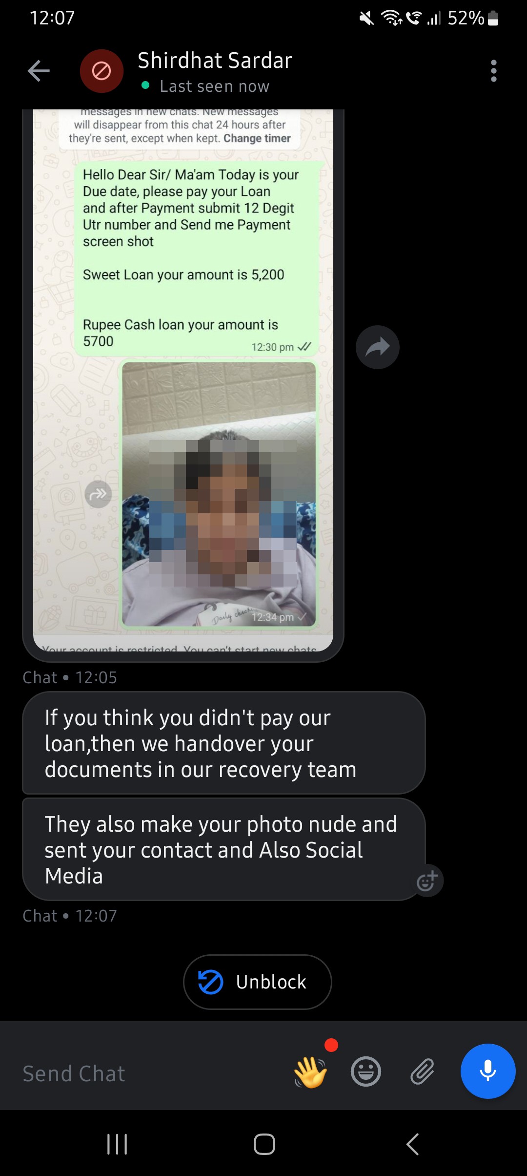 extortion messages from Bangladesh 