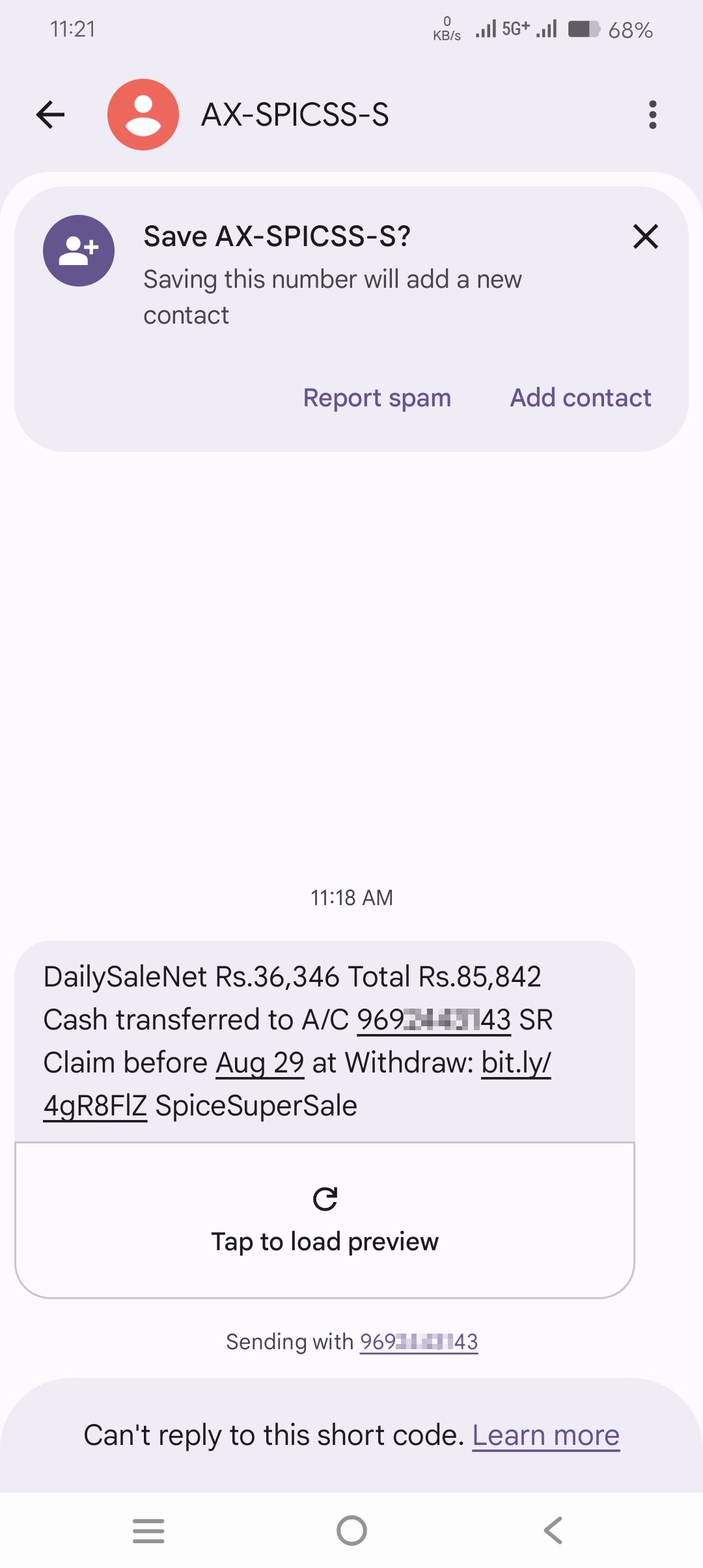today i recived this msg.. plz any idea