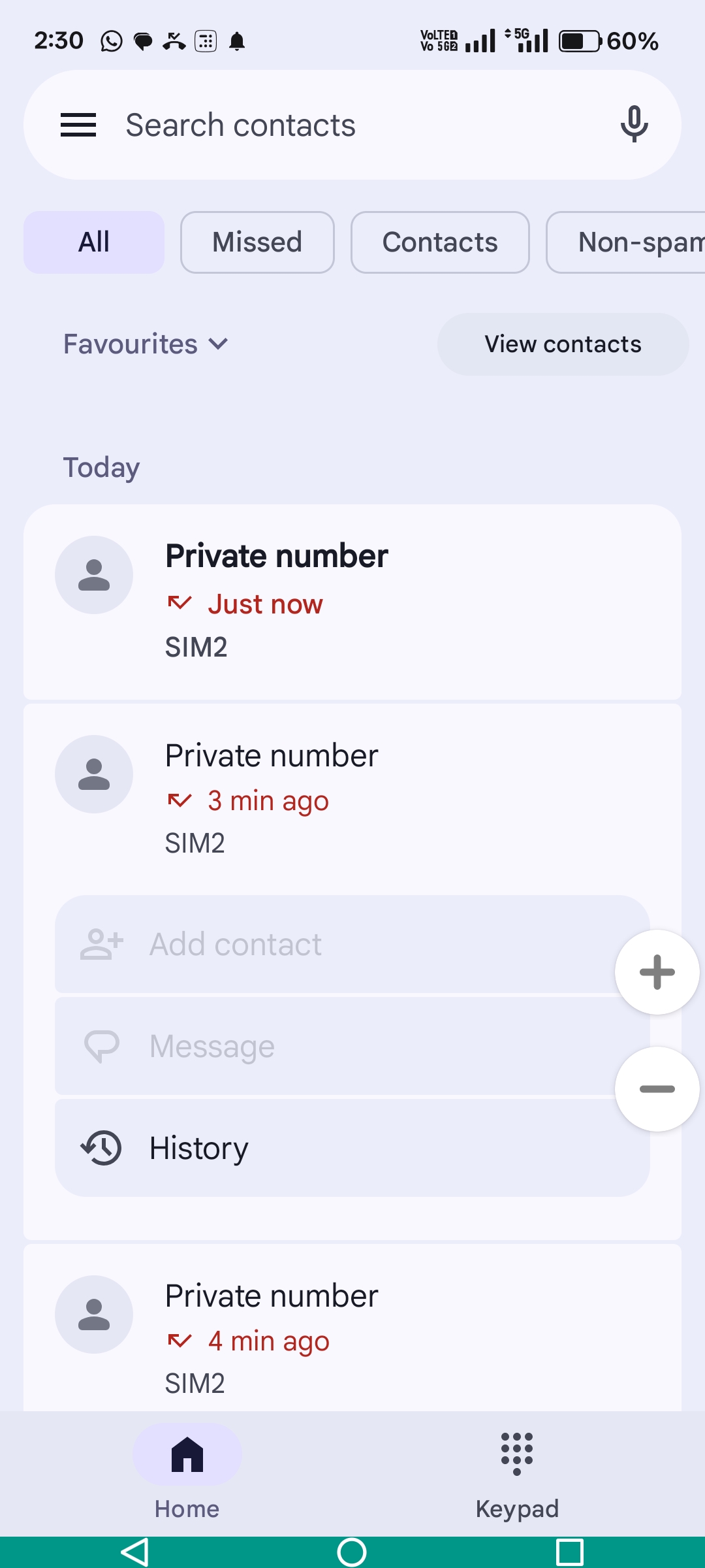 Scam call from a private number without any contact number displayed