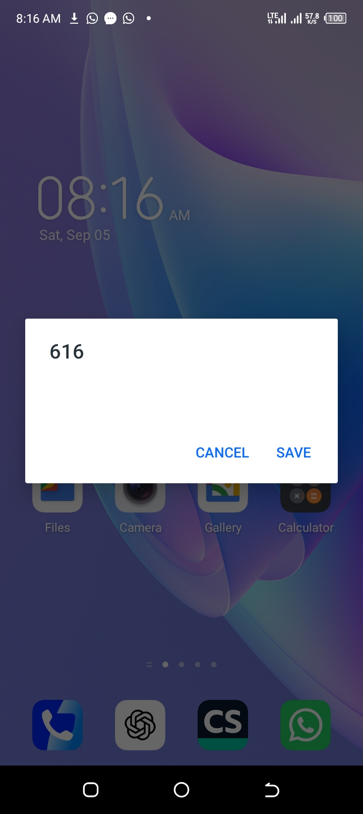What is Code "616" mean on a phone?
