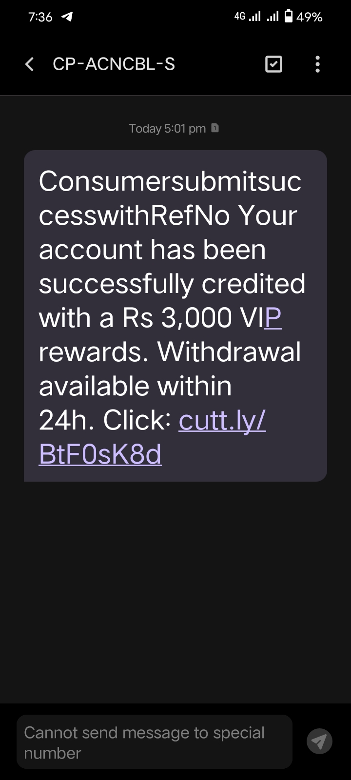 Fraud message came for 3000 credits
