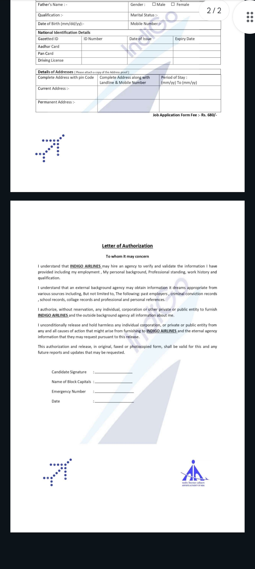 Indigo Airlines job scam: asked for money to fill form and open bank account - image 2