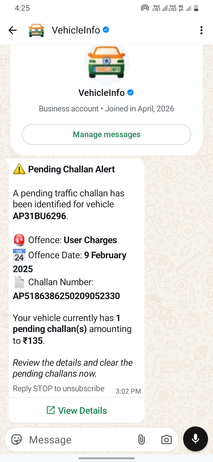 pending challan alert 