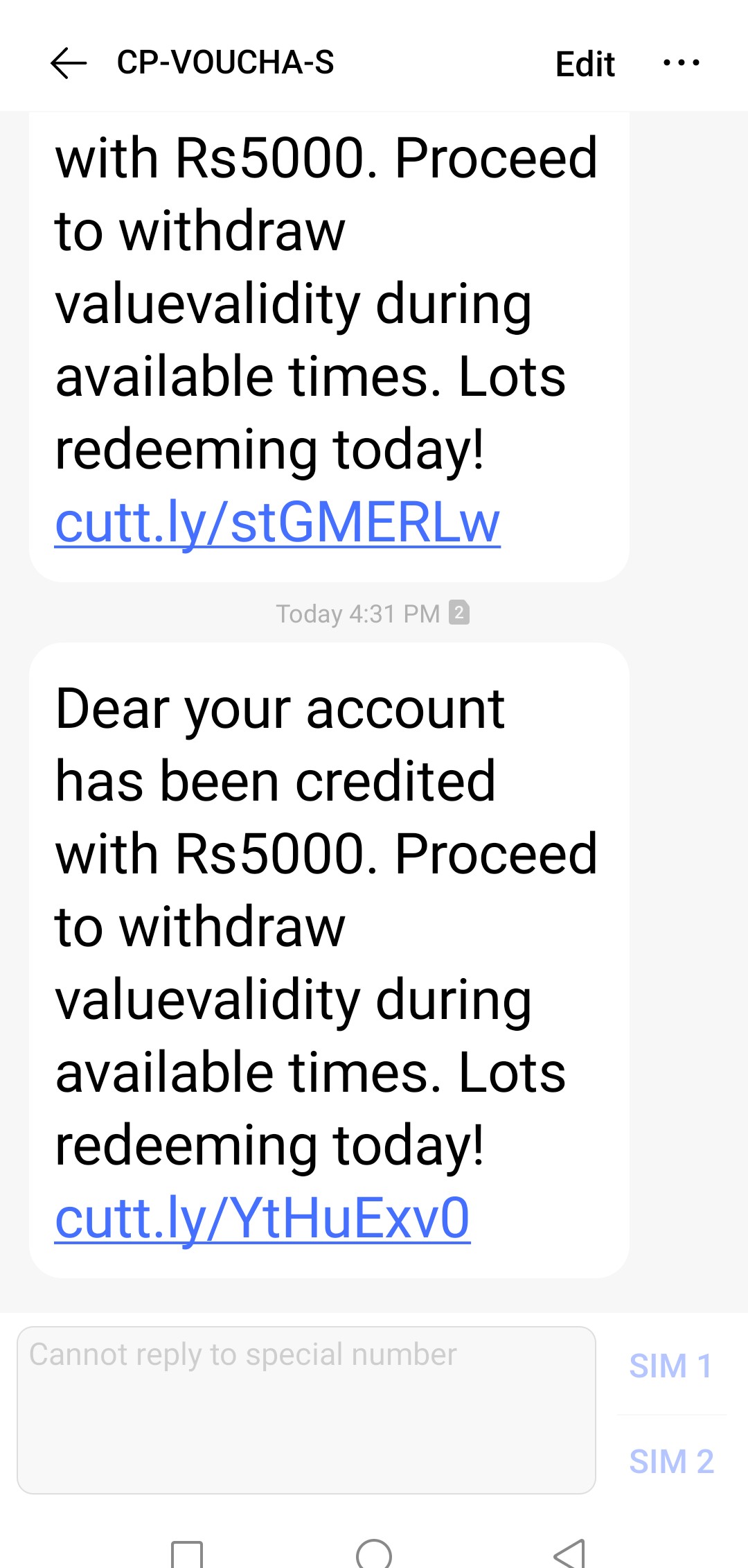 Rs 5000 credited in accpunt fraud