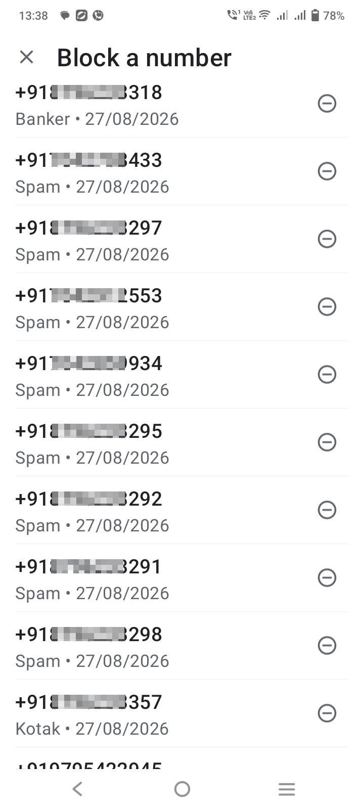 Fake calls number list.