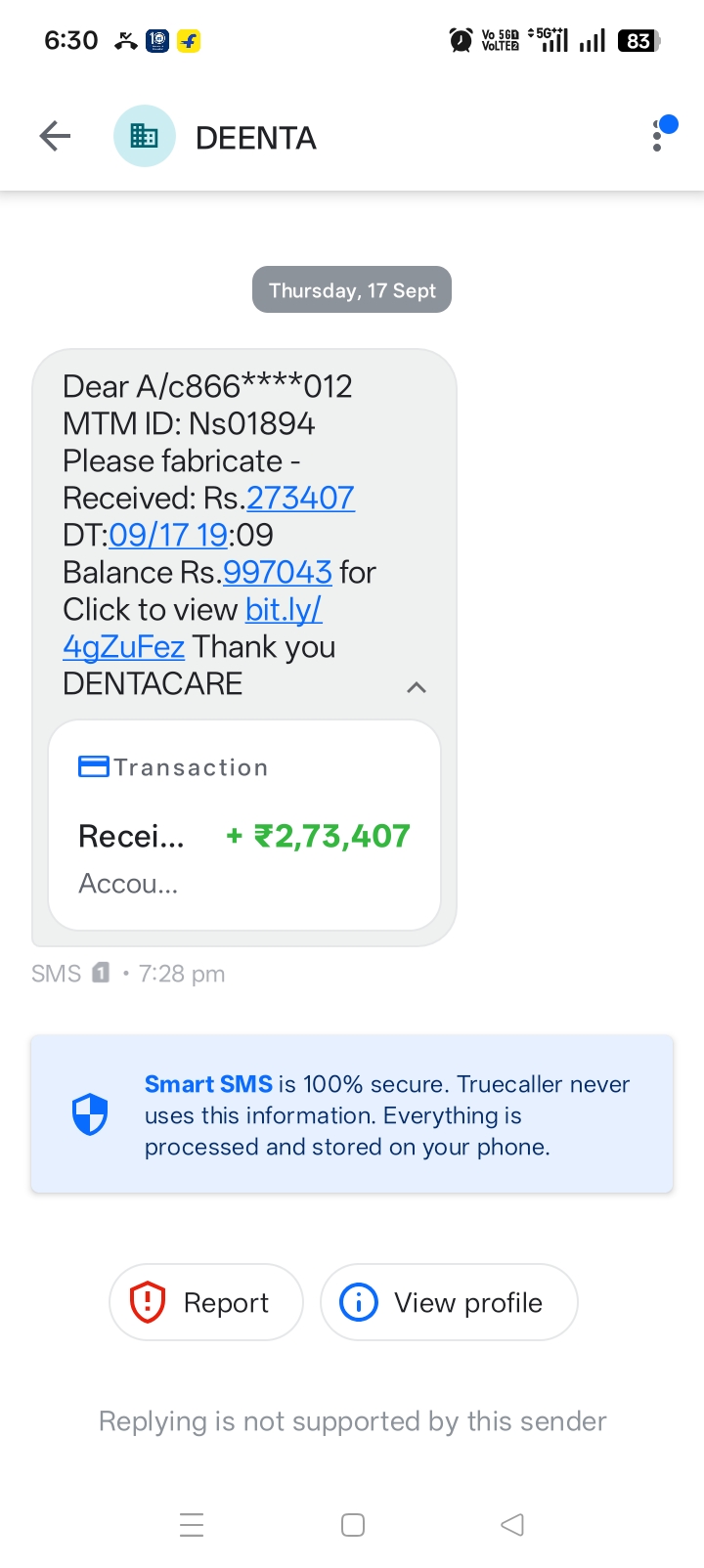 Fake refund messages in name of KD Hospital and DEENTA -bit. ly scam