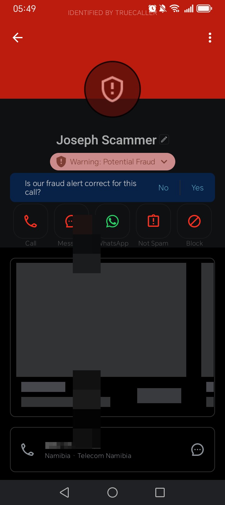 Using  TN Mobile number but apparently calling from MTC