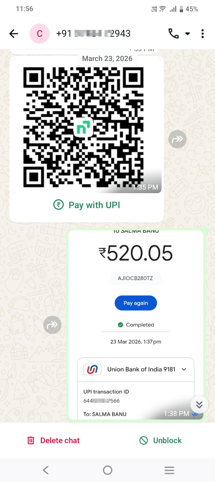 Ajio Order [TXN_ID] Scam From Kolkata [PHONE],90518 23610,9[PHONE]  scammers details  - image 5