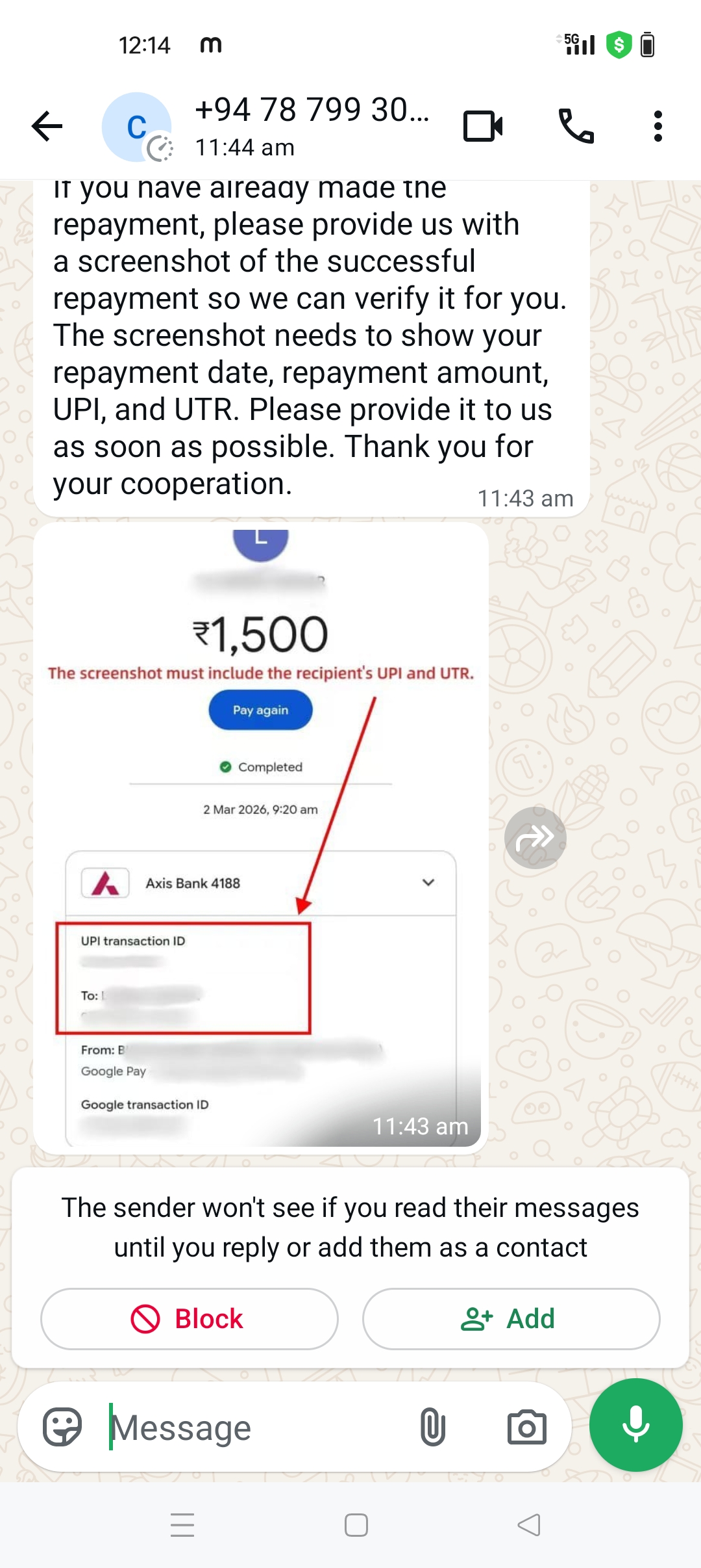 Fraud call, WhatsApp message is also sending message. - image 5