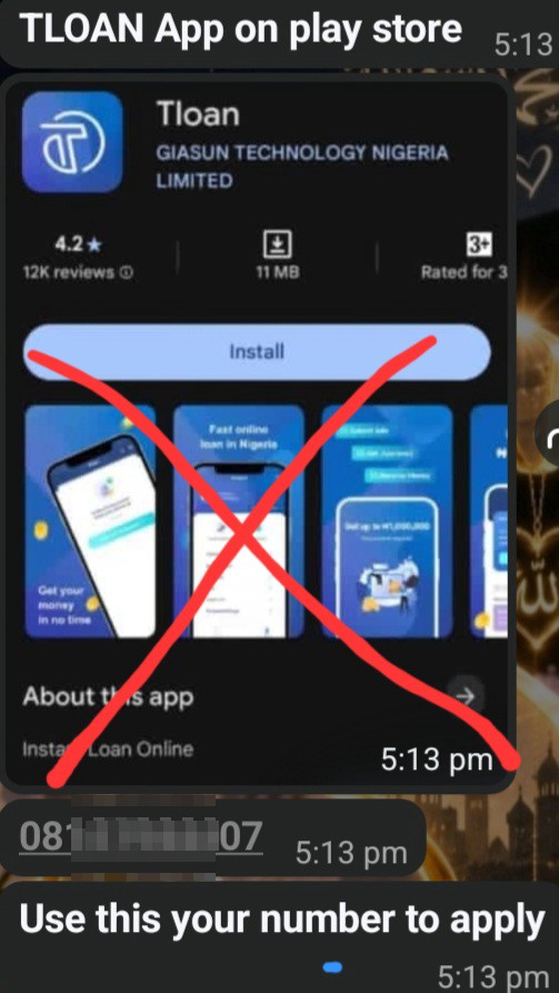 FRAUDSTERS: CALLED "TLOAN LOAN APP" - image 3