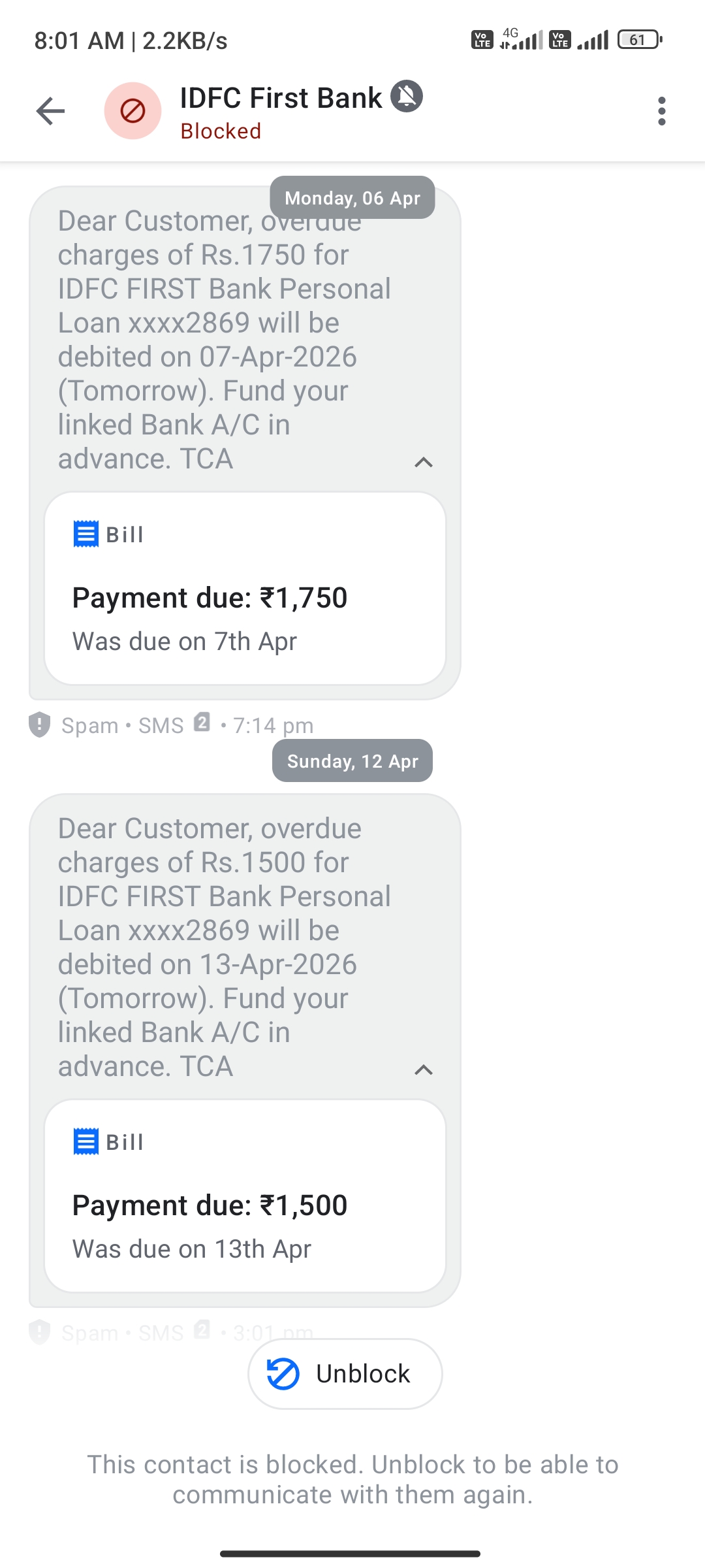 i don't have any type of loan's, why sms to pay it?