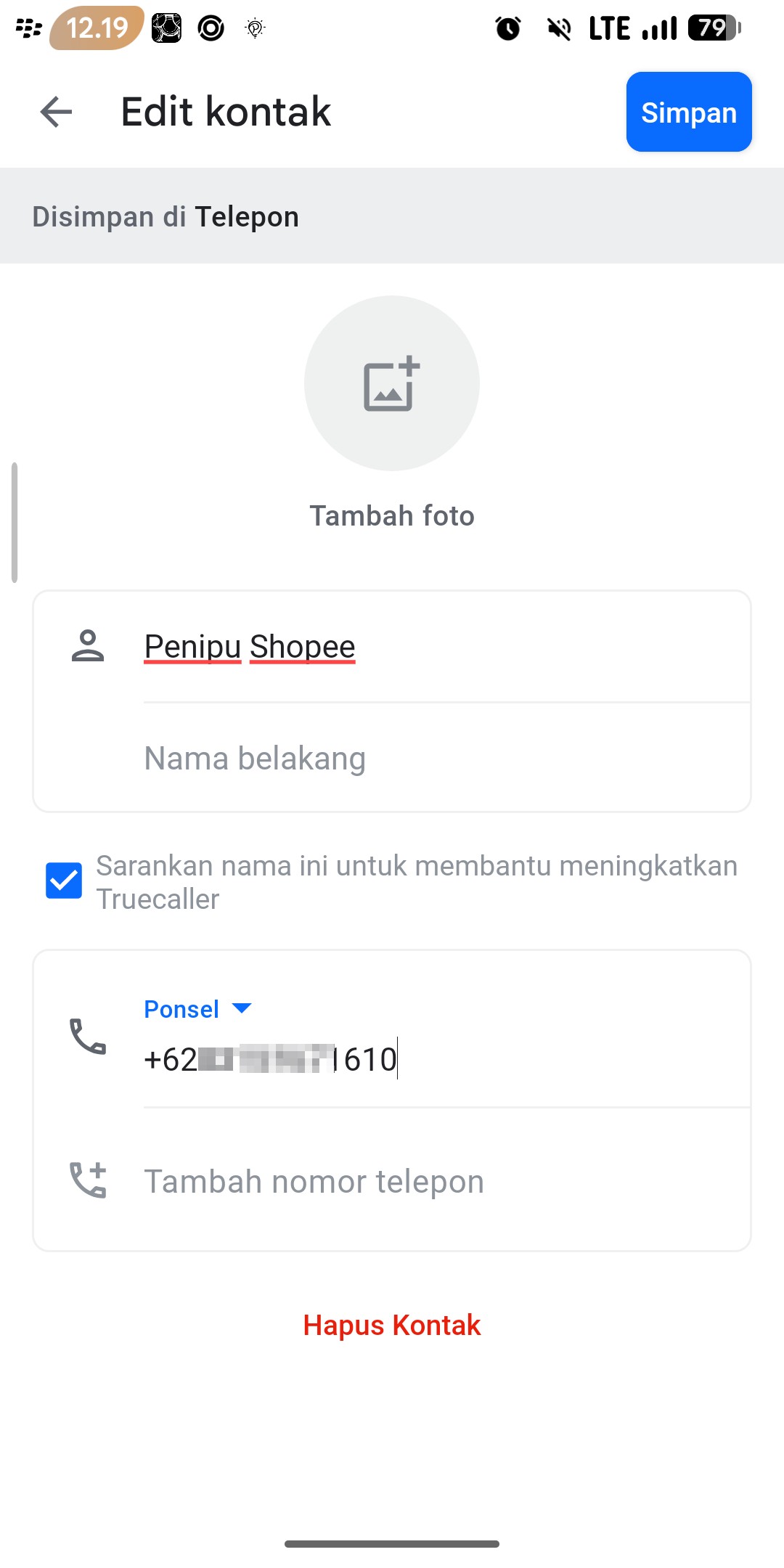 Fraud impersonating Shopee