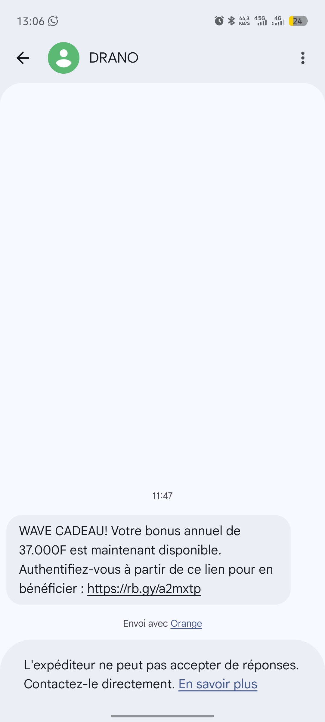 scammer pretending to be from Wave Money