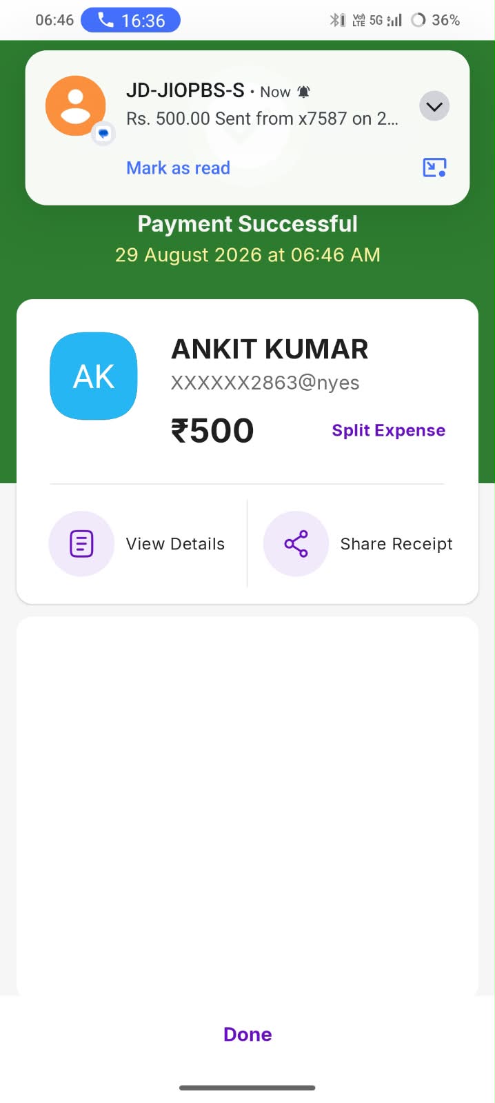 not received payment 