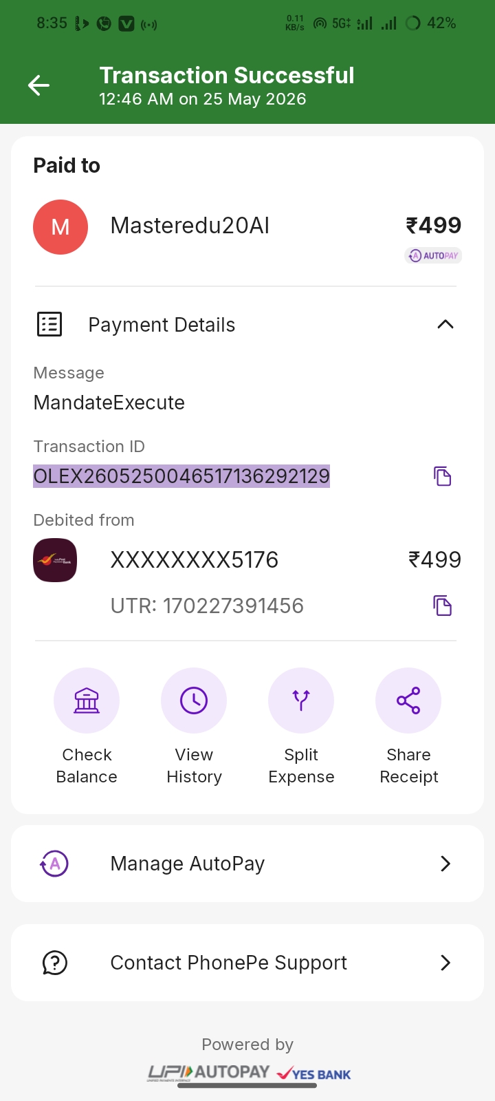 master AI se mera Paisa cut gaya hai
