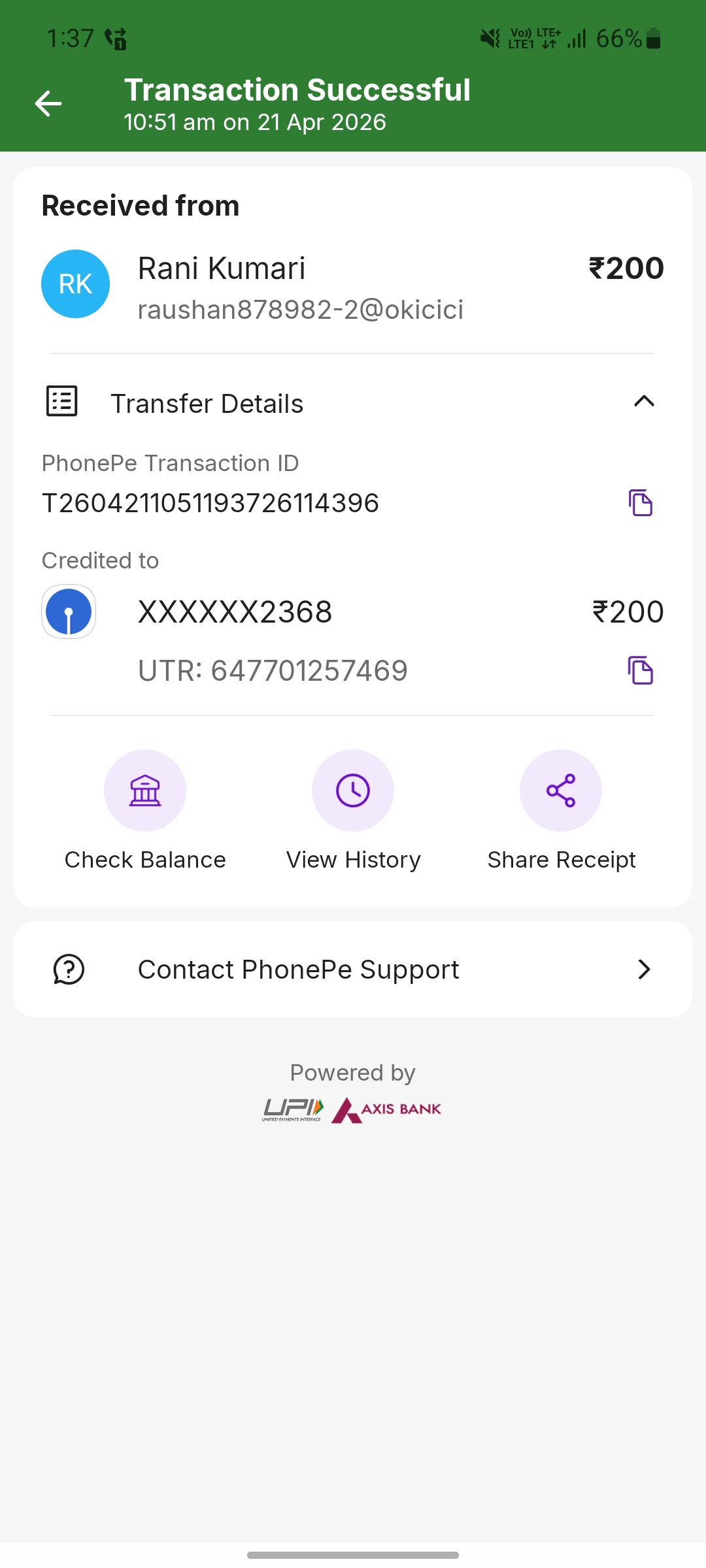 I got 200 rupees from someone and later they ask me to return the money 