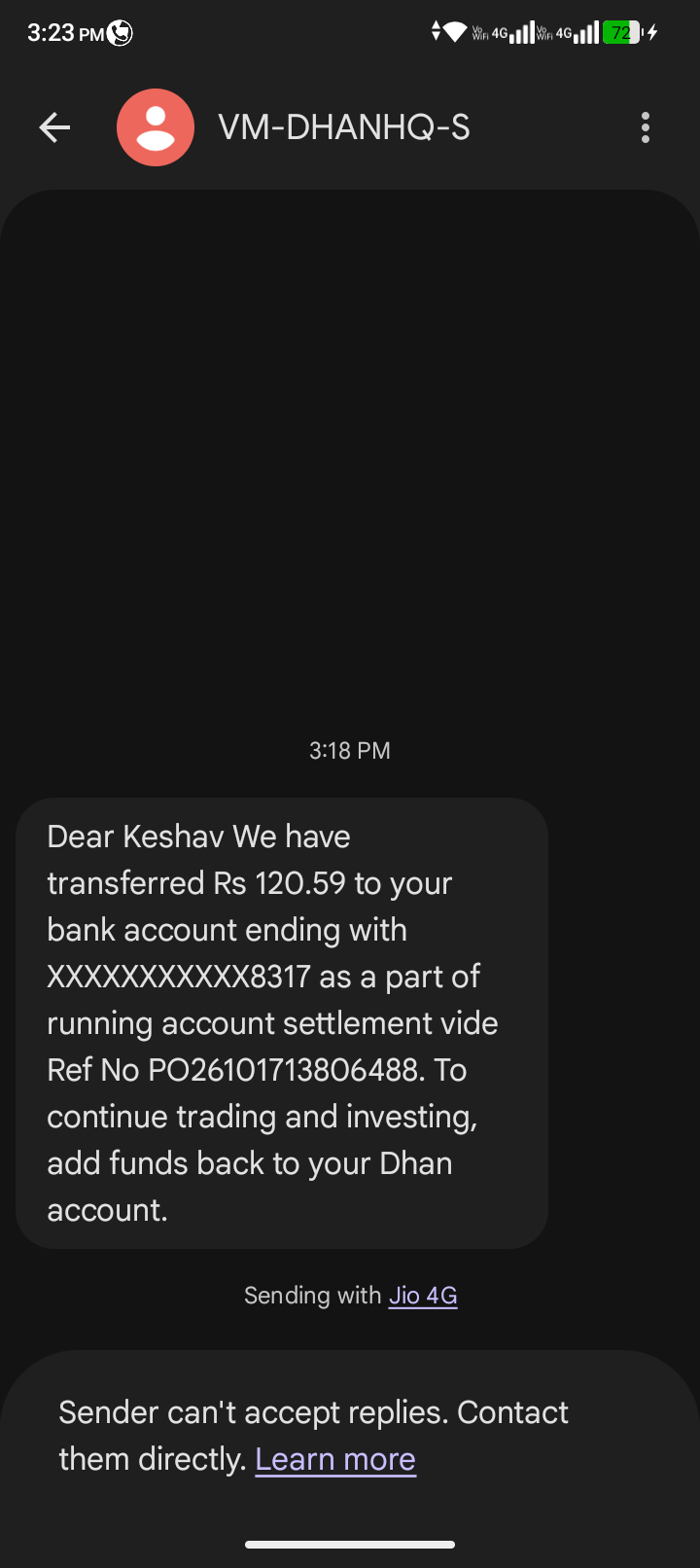 fake account and amount transferred 