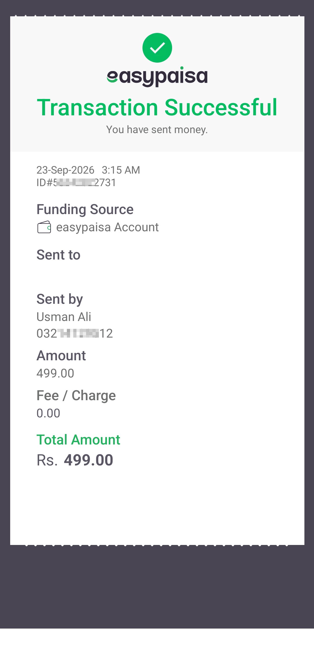 Transfer of amount it's self.