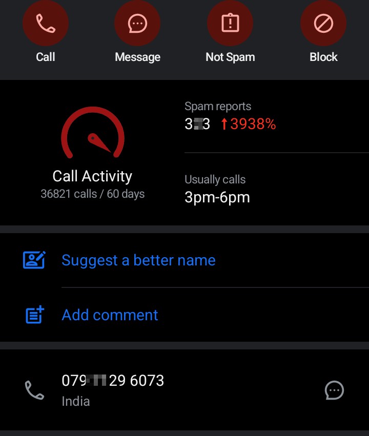 This number is calling repeatedly.