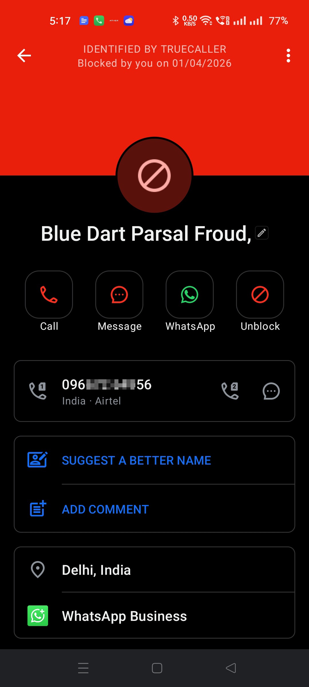 Blue Dart Parcel Fraud 