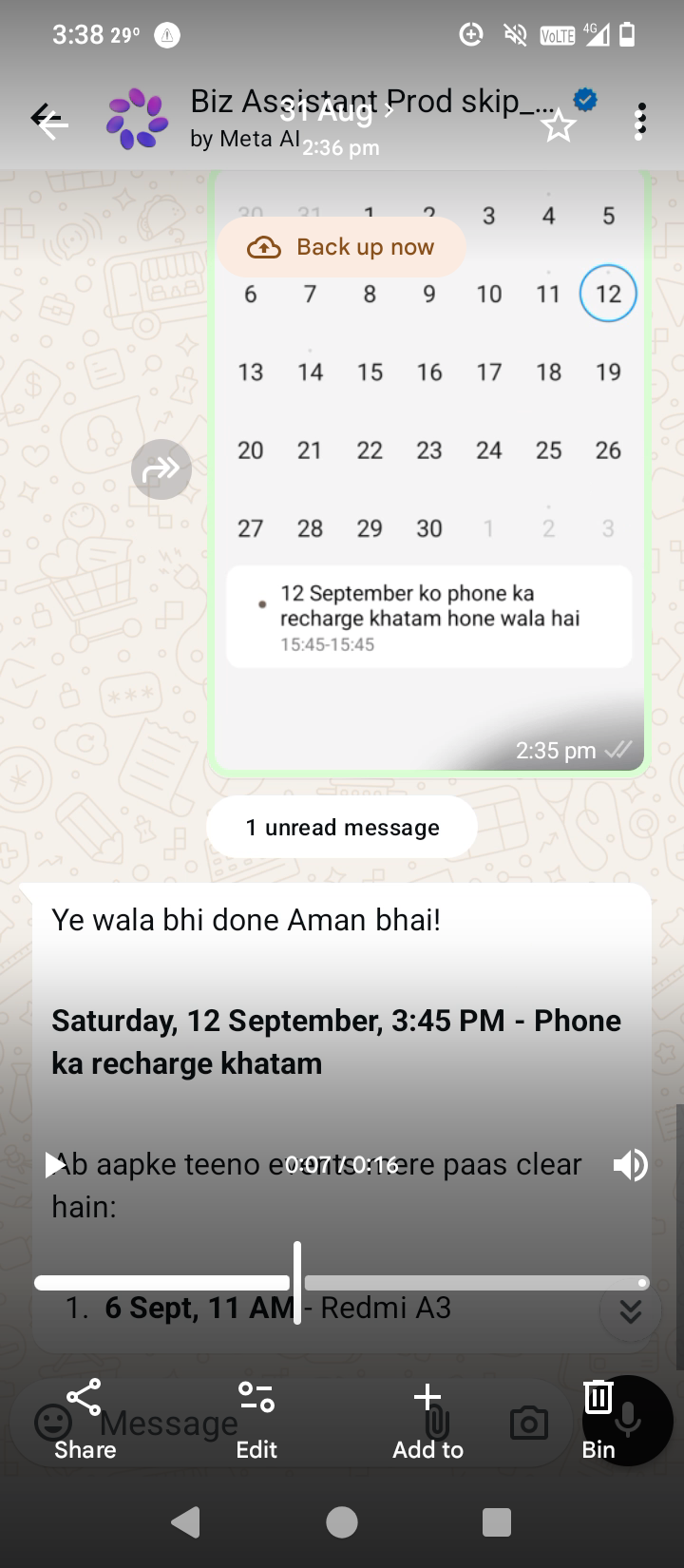 The AI WhatsApp assistant chat is cheating.