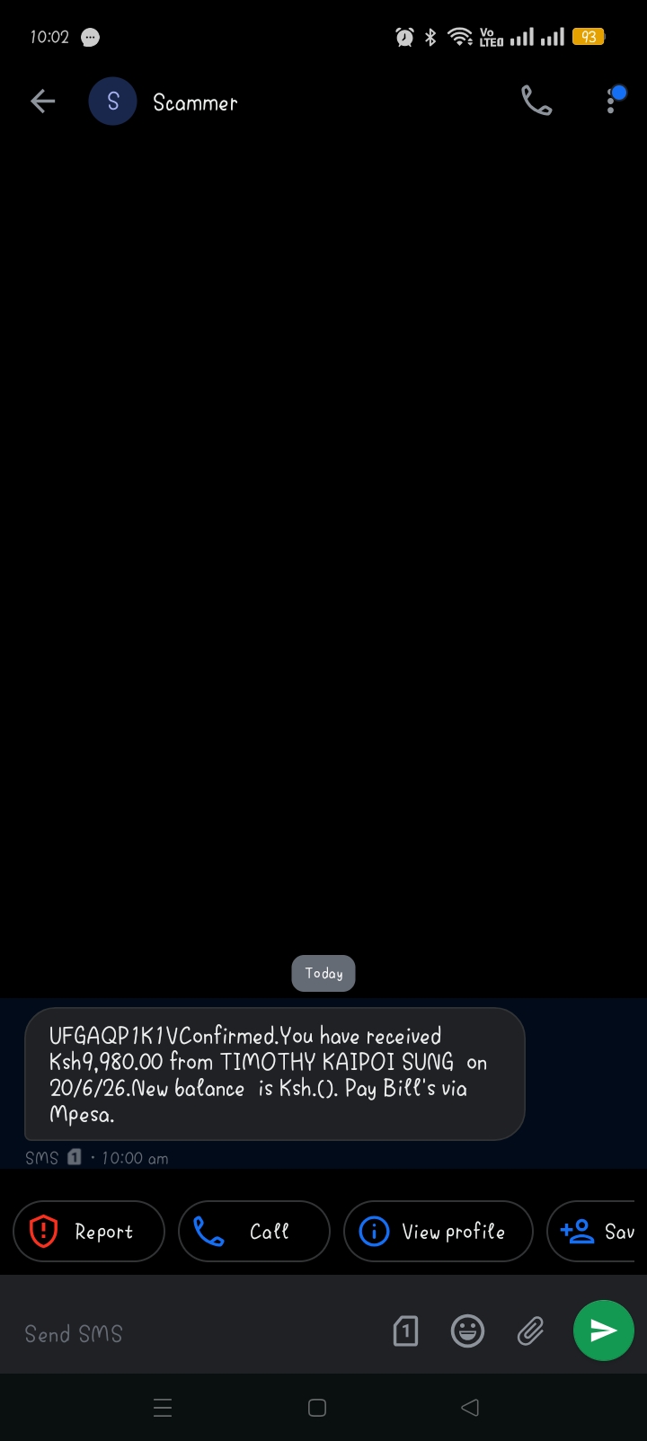 Sms scammer ,be careful number that scams 0752670141