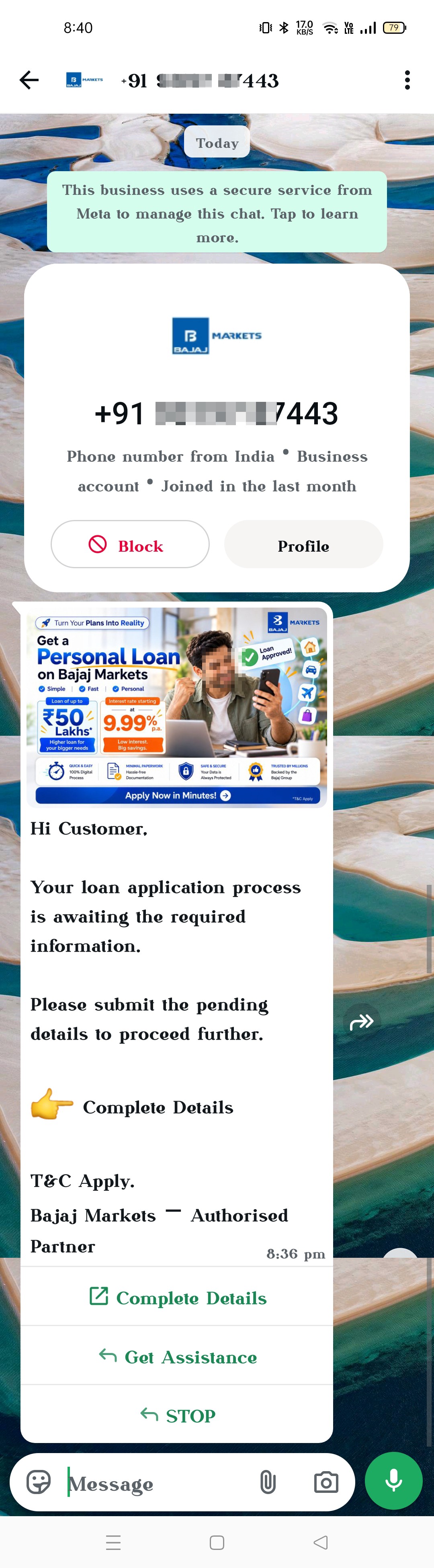 I am not processed any loan
