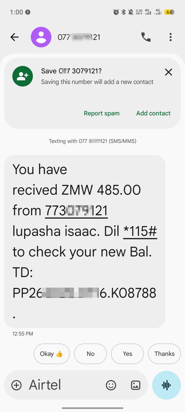 mistaken mobile money transfer scam