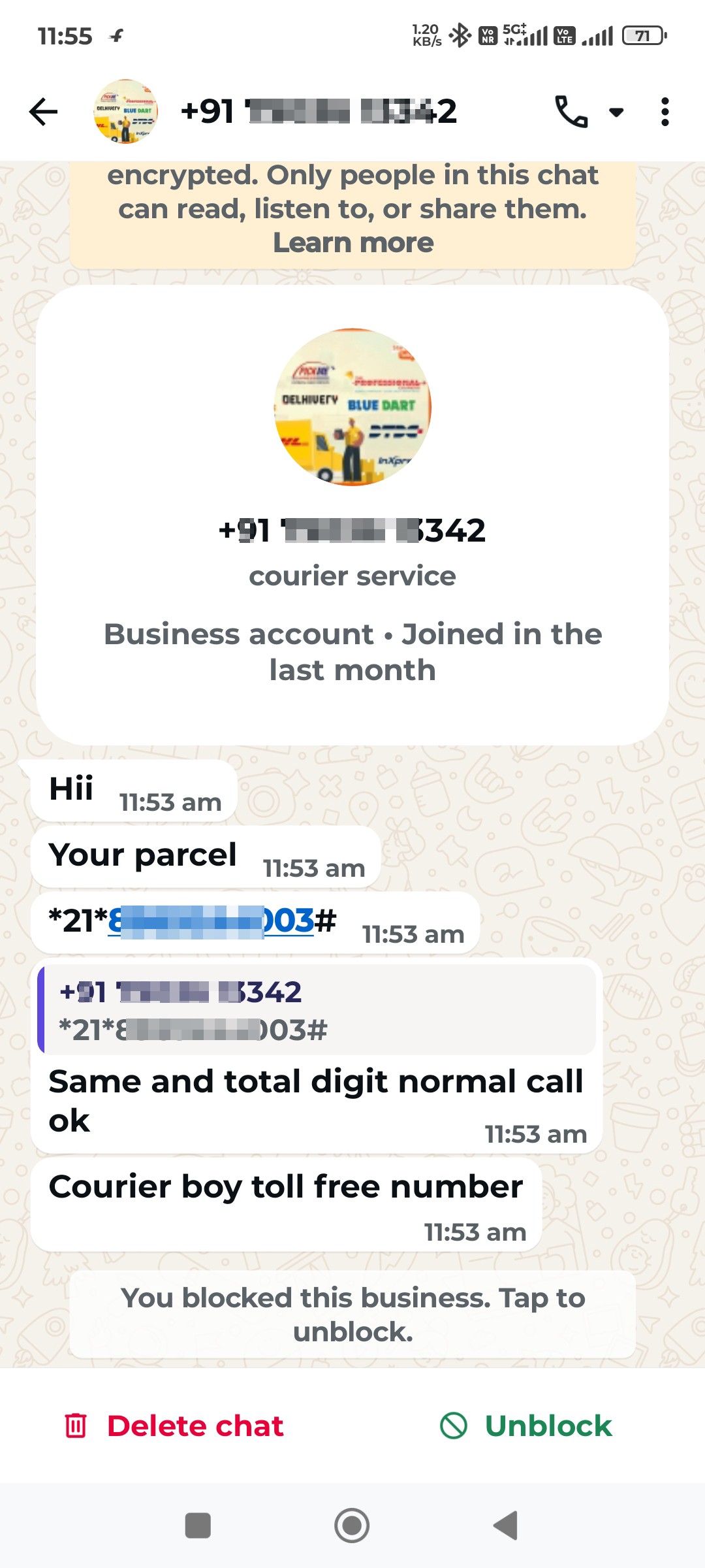 Scammer in the name of Blue Dart courier 